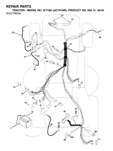 Electrical Diagram and Parts List for ICT18A (954130043-B)(2001-02) Jonsered Lawn Tractor