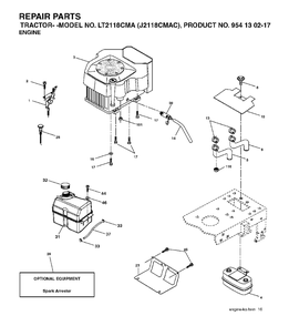 Engine Diagram and Parts List for LT2118CMA (954130217-C)(2004-06) Jonsered Lawn Tractor