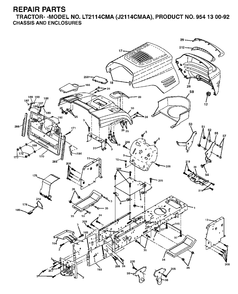 Chassis Enclosures Diagram and Parts List for LT2114CMA (954130092-A)(2003-01) Jonsered Lawn Tractor