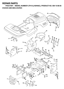Chassis Enclosures Diagram and Parts List for LTH18 (954130026)(1998-12) Jonsered Lawn Tractor