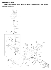 Steering Diagram and Parts List for ICTH16 (954130030)(1999-03) Jonsered Lawn Tractor