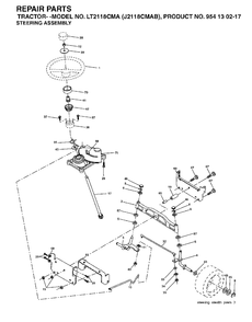 Steering Diagram and Parts List for LT2118CMA (954130217-B)(2004-06) Jonsered Lawn Tractor