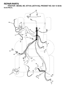 Electrical Diagram and Parts List for ICT14A (954130065-A)(2002-02) Jonsered Lawn Tractor
