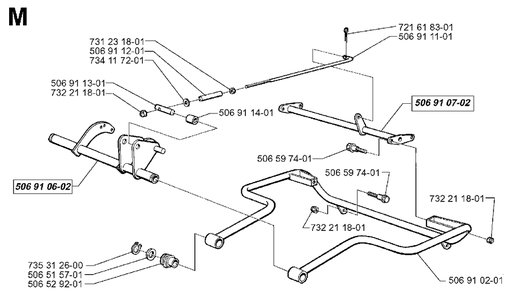 Frame Diagram and Parts List for FR13 1998-06 Jonsered Lawn Tractor