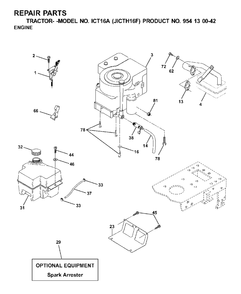 Engine Diagram and Parts List for ICT16A (954130042-F)(2001-02) Jonsered Lawn Tractor