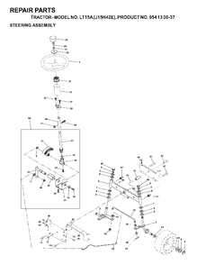 Steering Diagram and Parts List for LT15A (954130037-E)(2000-02) Jonsered Lawn Tractor