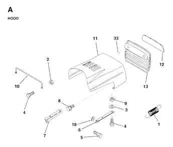 Hood Diagram and Parts List for LR11 (954130002)(1997-04) Jonsered Lawn Tractor