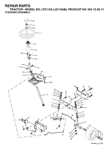 Steering Diagram and Parts List for LT2115A (954130211)(2004-06) Jonsered Lawn Tractor