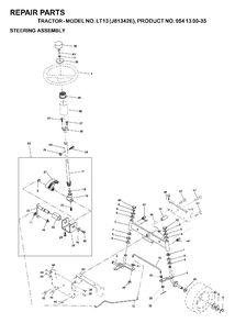 Steering Diagram and Parts List for LT13 (954130035)(2000-02) Jonsered Lawn Tractor