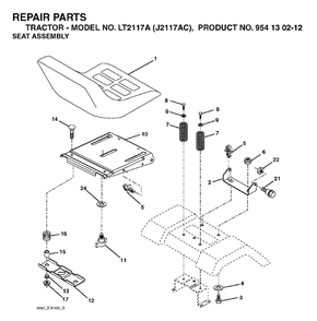 Seat Diagram and Parts List for LT2117A (954130212)(2004-06) Jonsered Lawn Tractor