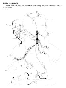 Electrical Diagram and Parts List for LT2115A (954130211)(2004-01) Jonsered Lawn Tractor