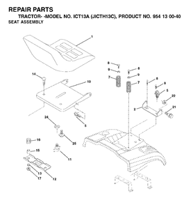 Seat Diagram and Parts List for ICT13A (954130040-C)(2001-02) Jonsered Lawn Tractor