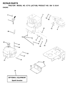 Engine Cutting Equipment Diagram and Parts List for ICT15 (954130041)(2000-02) Jonsered Lawn Tractor