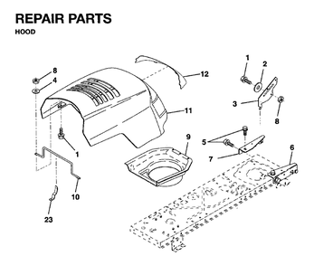 Hood Diagram and Parts List for LRH13 1995-01 Jonsered Lawn Tractor