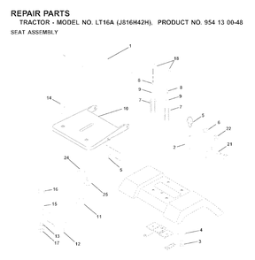 Seat Diagram and Parts List for LT16A (954130048)(2001-01) Jonsered Lawn Tractor
