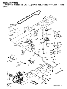 Drive Diagram and Parts List for LT2116A (954130070)(2003-05) Jonsered Lawn Tractor