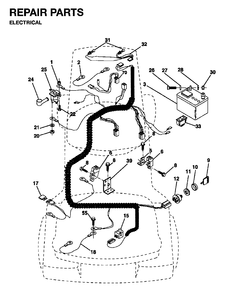 Electrical Diagram and Parts List for LR12 1995-01 Jonsered Lawn Tractor