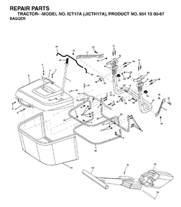 Bagger Diagram and Parts List for ICT17A (954130067)(2002-02) Jonsered Lawn Tractor