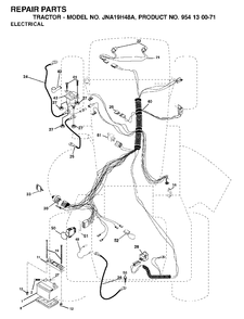 Electrical Diagram and Parts List for LT19A (954130071)(2003-01) Jonsered Lawn Tractor