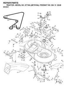 Mower Deck / Cutting Deck Diagram and Parts List for ICT19A (954130068)(2002-02) Jonsered Lawn Tractor