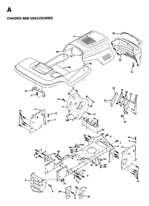 Chassis Enclosures Diagram and Parts List for LTH18 (954130005)(1997-04) Jonsered Lawn Tractor