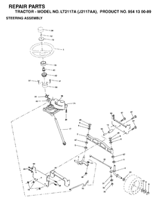 Steering Diagram and Parts List for LT2117A (954130089)(2003-01) Jonsered Lawn Tractor