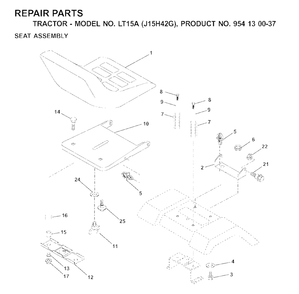 Seat Diagram and Parts List for LT15A (954130037-G)(2000-04) Jonsered Lawn Tractor