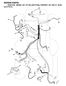 Electrical Diagram and Parts List for ICT19A (954130068)(2002-02) Jonsered Lawn Tractor