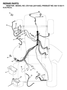 Electrical Diagram and Parts List for LT2115A (954130211)(2004-09) Jonsered Lawn Tractor