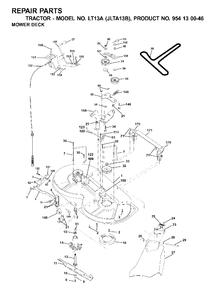 Mower Deck / Cutting Deck Diagram and Parts List for LT13A (954130046)(2001-02) Jonsered Lawn Tractor