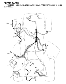 Electrical Diagram and Parts List for LT2116A (954130202-A)(2003-01) Jonsered Lawn Tractor
