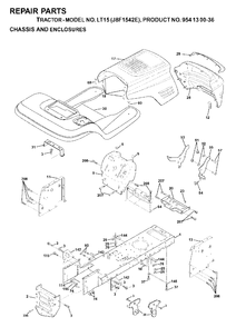 Chassis Enclosures Diagram and Parts List for LT15 (954130036)(2000-03) Jonsered Lawn Tractor