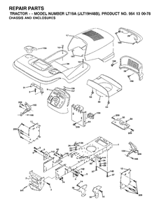 Chassis Enclosures Diagram and Parts List for LT19A (954130078)(2002-03) Jonsered Lawn Tractor