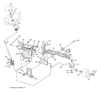 Steering Diagram and Parts List for 2754GTHI (960430191-00)(2013-12) Jonsered Lawn Tractor