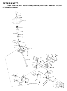 Steering Diagram and Parts List for LT2114 (954130201)(2003-01) Jonsered Lawn Tractor
