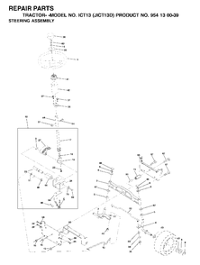 Steering Diagram and Parts List for ICT13 (954130039)(2001-01) Jonsered Lawn Tractor