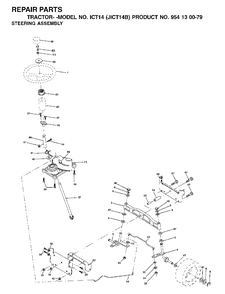 Steering Diagram and Parts List for ICT14 (954130079)(2002-02) Jonsered Lawn Tractor