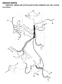 Electrical Diagram and Parts List for ICTH16 (954130028)(1999-03) Jonsered Lawn Tractor