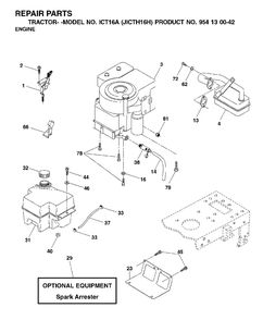 Engine Diagram and Parts List for ICT16A (954130042-H)(2002-01) Jonsered Lawn Tractor