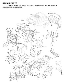Chassis Enclosures Diagram and Parts List for ICT13 (954130039)(2000-02) Jonsered Lawn Tractor