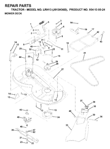 Mower Deck / Cutting Deck Diagram and Parts List for LRH13 (954130024)(1998-12) Jonsered Lawn Tractor
