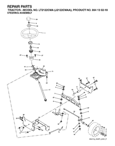 Steering Diagram and Parts List for LT2122CMA (954130218)(2004-01) Jonsered Lawn Tractor