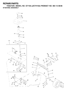 Steering Diagram and Parts List for ICT15A (954130049-A)(2001-02) Jonsered Lawn Tractor