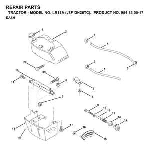 Dash Diagram and Parts List for LR13A (954130017)(2000-02) Jonsered Lawn Tractor