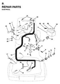 Electrical Diagram and Parts List for LR12 (954003411)(1996-01) Jonsered Lawn Tractor