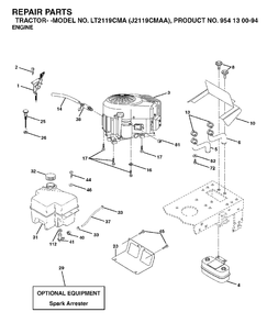 Engine Diagram and Parts List for LT2119CMA (954130094)(2003-01) Jonsered Lawn Tractor