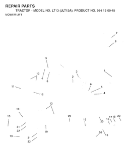Mower Lift / Deck Lift Diagram and Parts List for LT13 (954130045)(2001-01) Jonsered Lawn Tractor