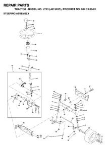 Steering Diagram and Parts List for LT13 (954130001)(1998-12) Jonsered Lawn Tractor