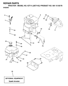 Engine Diagram and Parts List for ICT14 (954130079)(2002-06) Jonsered Lawn Tractor