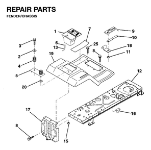 Chassis Enclosures Diagram and Parts List for LR10 1995-01 Jonsered Lawn Tractor